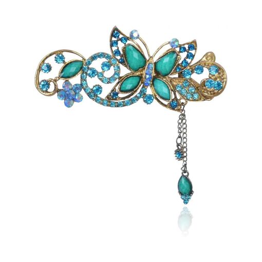 Women 's Vintage Crystal Butterfly Hair Clip Head Wear- For Hair Clip Beauty Tools ( Blue )