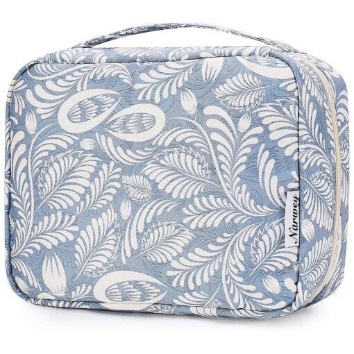 Narwey Hanging Travel Toiletry Bag Cosmetic Make up Organizer for Women Waterproof ( Blue Leaf )