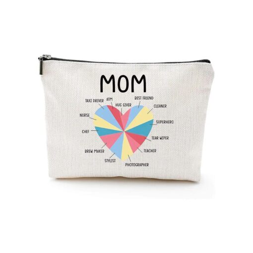 Blue Leaves Mom Gifts from Daughter Son Gifts for Mom ' Birthday Gifts for Mom Elderly Gifts from Daughter Son for Moms Mothers ? Day Makeup Bag Gifts-Mom Hug Heart 1