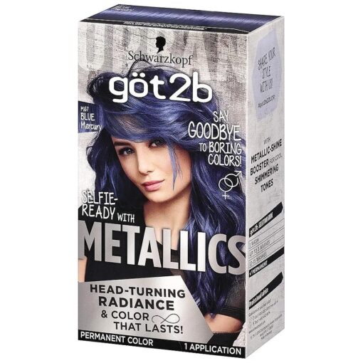 Schwarzkopf Got2b Metallics Permanent Hair Color, M67 Blue Mercury