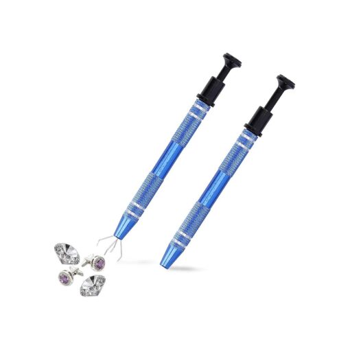 2pcs Jewelry Prong Tweezer Blue 4 Prongs Piercing Ball Grabber Tool for Grab Small Bead