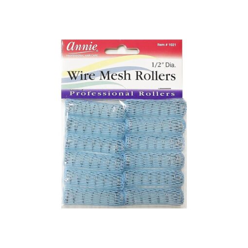 Wire Mesh Rollers # 1021, 12 Count Blue X-Small 1/2 Inch