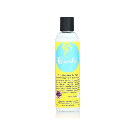 Curls Blueberry Bliss Reparative Leave In Conditioner - Repair Damage and Prevent Breakage - Encourage Hair Growth - For Wavy, Curly, and Coily Hair Types 8 oz