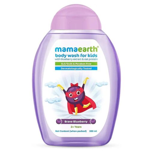 MAMAEARTH Brave Blueberry Body Wash For Kids with Blueberry Oat Protein 300 ml, 1 count