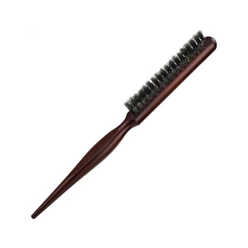 Boar Bristle Teasing Hair Brush, 100 % Pure Boar Bristle Curl Training Hair Brush with Rat Tail Handle Comb for Thin Thick Hair to Create Volume and Smooth