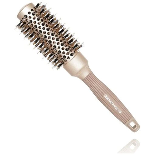 Round Barrel Anti-Static Hair Brush with Boar Bristles, Nano Thermal Ceramic Ionic Tech | For Extra Shine | Protect Hair, Enhance Texture, For Straightening & Drying ( 1 1/4 inch )