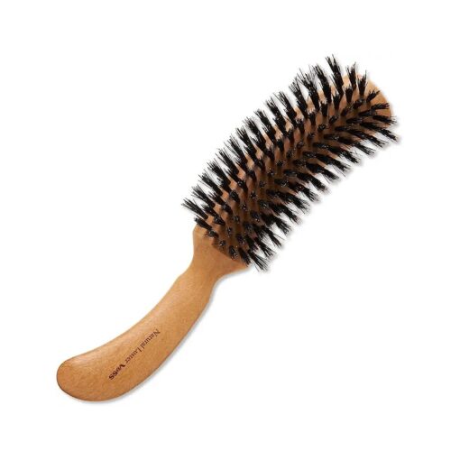 Boar Bristle Hair Brush [ Made in Japan ] 100 % Natural Bristle Hair Brush for Styling, Separating, Shaping and Blow-Drying for Women and Men ( Curved Handle )