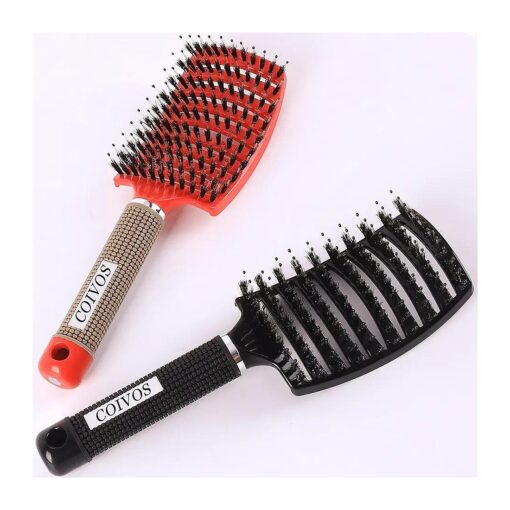 Boar Bristle Hair Brush, Wet & Dry Curved Vented Hair Brush, Detangler Brush for Kids & Men, Hairbrush for Women Can Adds Shine & Smooth Curly Thick Hair