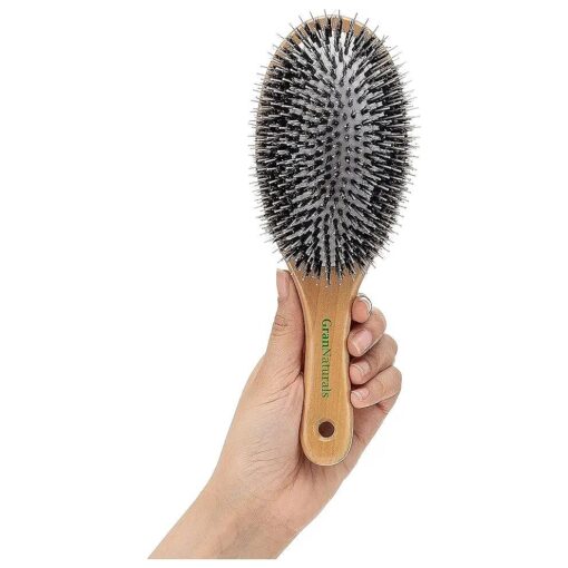 Boar Bristle Hair Brush - Porcupine Style - Mixed Bristle Natural Wooden Hairbrush for Thick Hair - For Women with Long, Thick Hair