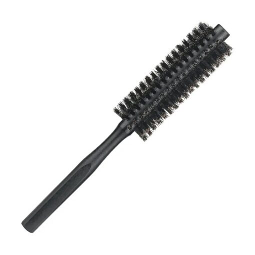 Boar Bristle Round Brush, Small Mini Round Brush with Natural Boar Bristles Hair Brush for Women and Men Short Hair Beard Hair and Bangs, Black