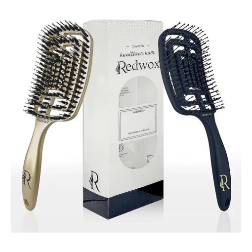 Boar Bristle & Nylon Brush Set - Ideal for Dry and Wet Hair - Detangler for All Types ( Curly, Thick, Straight ) - Quick Smooth & Detangle - Perfect Brushes For The Familye