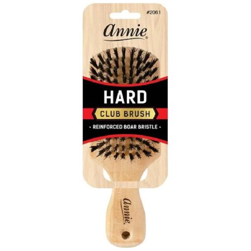 Annie | Club Brush | Boar & Nylon Hard Bristle Brush | Polished Wood Handle | Works Best on Thick Hair | 7 Inch