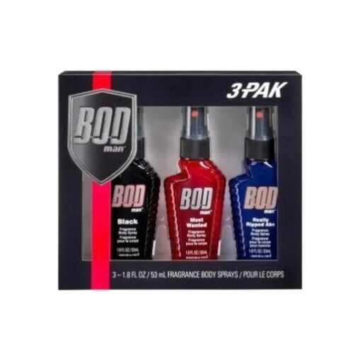 Bod Man Body Spray Pack of 3 Styles, Black - Most Wanted - Really Ripped Abs