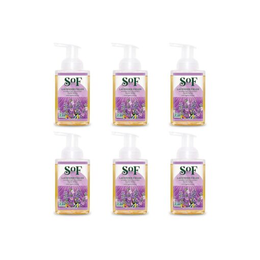 South Of France Lavender Fields Foaming Hand Wash by SoF Body Care ( Formerly Body Care ) | Hydrating Organic Agave Nectar | 8 oz Pump Bottle Each |6 Bottles