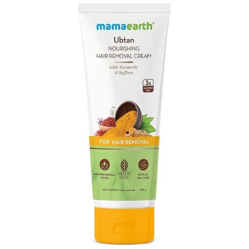 Mamaearth Ubtan Nourishing Hair Removal Cream With Turmeric & Saffron for Hair Removal- 100g For All Skin Types|For Men & Women, No Harmful Chemicals |Ideal for Underarms, Legs|Dermatologically Tested