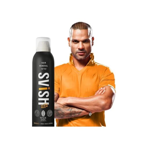 Svish On The Go Hair Removal Spray for Men Pack of 1 ( 200ml ) |Made Safe Certified| Painless Body Hair Removal Cream Spray For Chest, Legs, Under Arms | Post Hair Removal Cream ( 25gm )