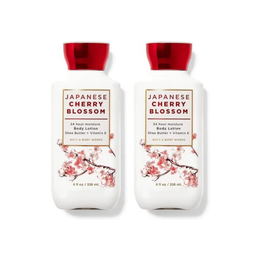 Bath & Body Works Japanese Cherry Blossom Body Lotion Shea Butter + Vitamin E 8.0 Oz ( Pack of 2 )