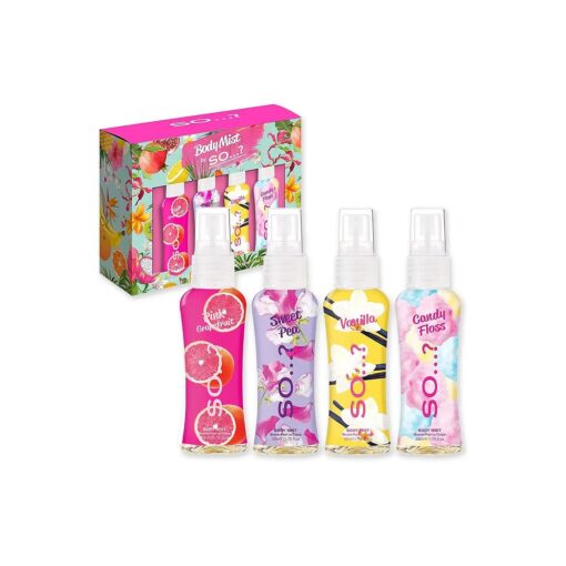 So ... ? Body Mist Set - 6-Hour Body Spray for Women - Gifts for Women - 650 to 1000 Sprays - Travel Size Perfume - Vegan Perfumes for Women - 4 pcs