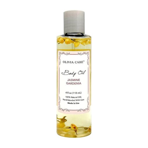 Olivia Care Jasmine Gardenia Body Oil Vegan & Natural Oil For Women | Hydrating & Moisturizing After Bath Oil - with VITAMIN E, K & Omega Fatty Acids Reduce Dry Skin - 4 OZ