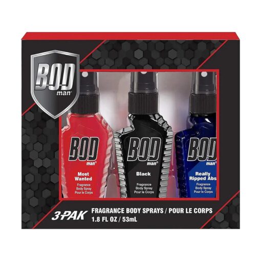 BOD Man Bod Man Variety Fragrance Body Spray Trio Gift Set : Featuring Black, Most Wanted, and Really Ripped Abs, 3x 1.8oz, 5.4 ounces