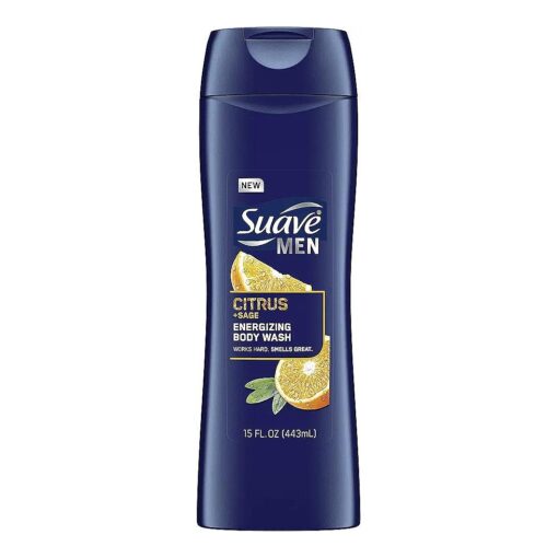 Suave Men Body Wash for Men Citrus & Sage Bodywash with Energizing, Clean Scent 15 oz