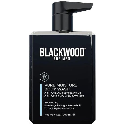 Blackwood For Men Pure Moisture Body Wash - Natural Vegan Formula for Sensitive Skin and Workout Recovery - Infused with Ginseng & Menthol - Sulfate Free, Paraben Free, & Cruelty Free ( 7 Oz )