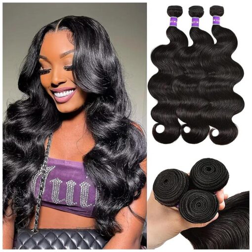 10A Human Hair Bundles Body Wave 3 Bundles Human Hair 20 22 24 Inch 100 % Unprocessed Brazilian Virgin Human Hair Weft Bundles Deals Human Hair Weave Body Wave Human Hair Extensions Natural Color