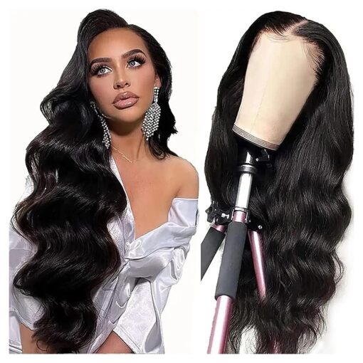 4x4 Lace Front Wigs Human Hair Pre Plucked Brazilian Virgin Hair 180 % Density Pre Plucked With Baby Hair 4x4 HD Lace Closure Wigs Human Hair Body Wave Frontal Wigs Human Hair 20 inch