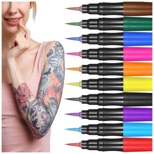 Jim & Gloria Temporary Tattoo Pens Fake Tattoos Kit Removable Face Body Tattoo Paint Markers For Halloween Men Women Teen Girls Trendy Stuff, Unique Trending Gifts For Teenage Boys Kids Or Adult