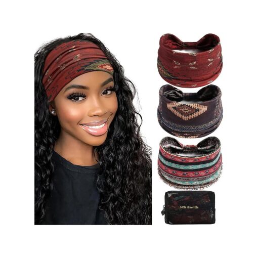 Wide Boho Headbands, Large Hairband for Women, Elastic Non-Slip Headband Twisting Accessories, Auitable for Sports Yoga and Running