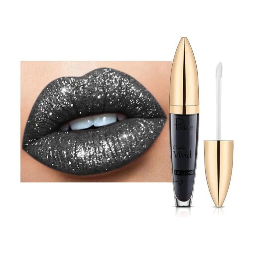 Halloween Diamond Shiny Matte Lipstick, Gothic Glitter Liquid Lip Gloss, Sparkling High Pigment Waterproof Longlasting Lipsticks, Bold Shimmer Lip Glaze for Masquerade, Cosplay Makeup ( # 18 )