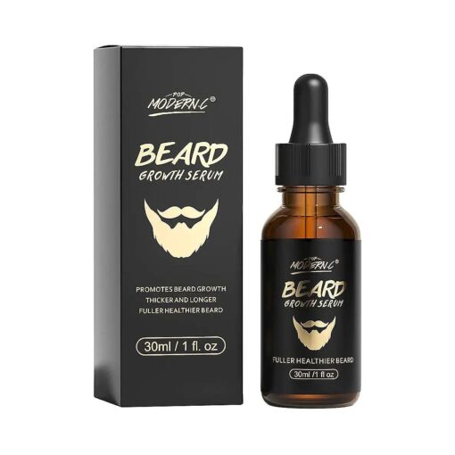 POP MODERN.C Beard Growth Oil With Biotin Caffeine For Men Beard Growth Serum Stimulate Beard Growth Promote Hair Regrowth Facial Hair Treatment Full Longer Masculine Thick Male Beard Gift