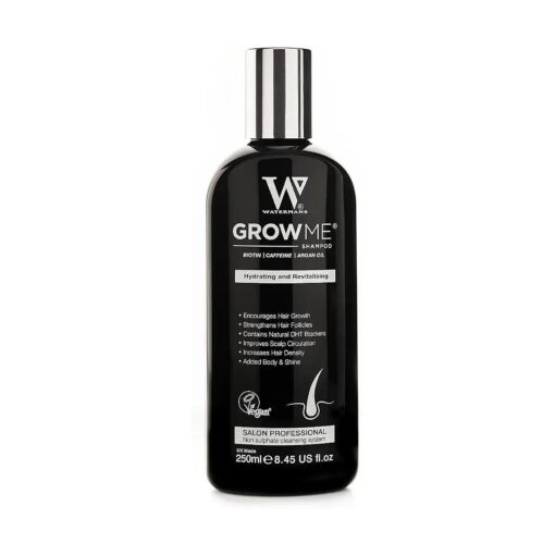 Watermans Grow Me ( r ) Hair Growth Shampoo, Caffeine, Biotin, Argan Oil, Rosemary Oil, Anti-Thinning Shampoo, Improves Hair Volume, DHT Blocking for Hair loss in Women & Men, 8.45 fl, oz