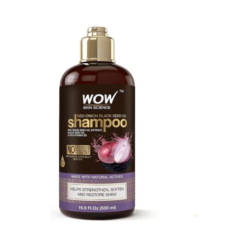 WOW Skin Science Red Onion Black Seed Oil Shampoo Increase Gloss, Hydration, Shine - Reduce Itchy Scalp, Dandruff & Frizz - No Parabens or Sulfates - All Hair Types ( 16.9 Fl Oz ( Pack of 1 ) )