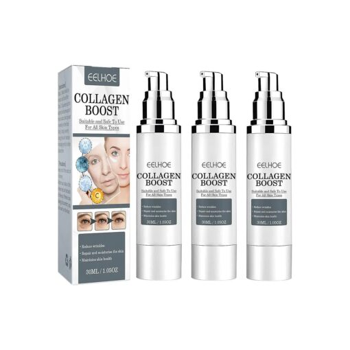 3Pcs EELHOE Collagen Boost Anti Aging Serum, EELHOE Collagen Anti-Wrinkle Cream, Voletas Collagen Boost Anti-Aging Serum