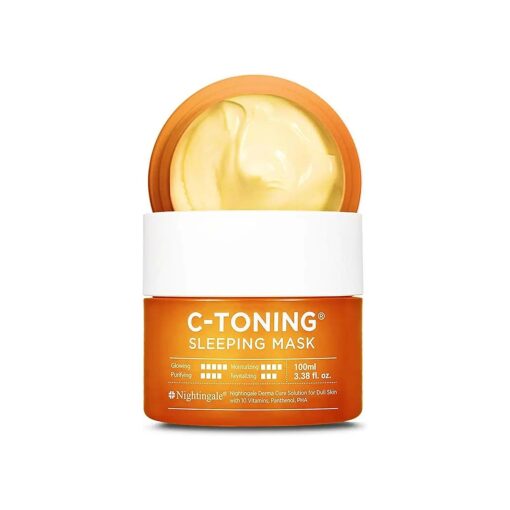 Nightingale C Toning Sleeping Mask, Vitamin C & Niacinamide & Hyaluronic Acid, Visibly Brighten, Boost Hydration, Good for Dryness, Dullness, Uneven Texture, Hypoallergenic, Fragrance & Alcohol Free