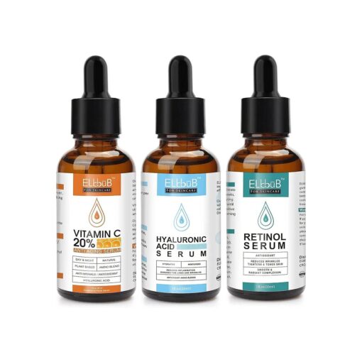 Age Defying Facial Serum 3 Pack, Vitamin C Serum, Retinol Serum and Hyaluronic Acid Serum For Anti Aging & Wrinkle - Boost Skin Collagen, Hydrate & Plump Skin