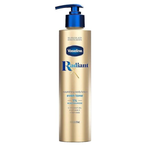 Vaseline Radiant X Even Tone Nourishing Body Lotion With 1 % Niacinamide, Coconut Oil, Vitamin C, & Peptides 11 oz