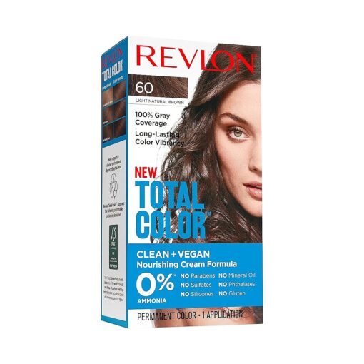 Permanent Hair Color, Permanent Hair Dye, Total Color with 100 % Gray Coverage, Clean & Vegan, 60 Light Natural Brown, 3.5 Oz