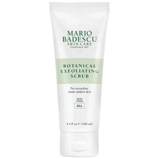 Mario Badescu Botanical Exfoliating Scrub for All Skin Types, Face Scrub with Ivory Palm Seeds & Green Tea Extract, Gentle Exfoliating Face Wash, 3.4 Fl Oz