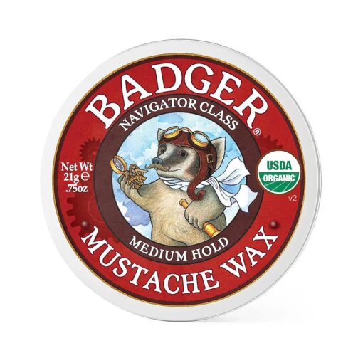 Badger - Mustache Wax, Medium Hold, Natural Mustache Wax, Certified Organic, Styling Facial Hair Wax, Moustache Wax, 0.75 oz