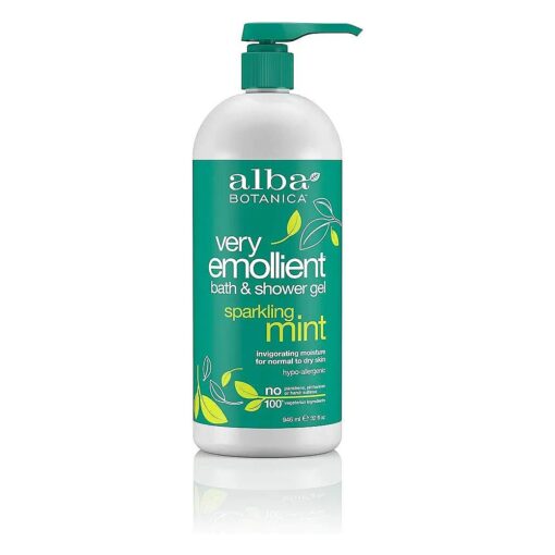 Alba Botanica Very Emollient Bath & Shower Gel, Sparkling Mint, 32 fl oz