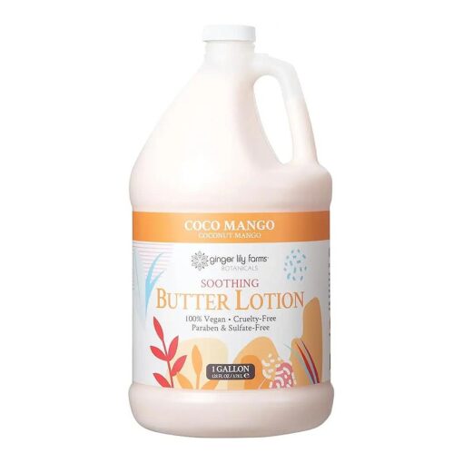 Ginger Lily Farm 's Botanicals Soothing Butter Lotion, Coco Mango, 100 % Vegan & Cruelty-Free, Coconut Mango Scent, 1 Gallon