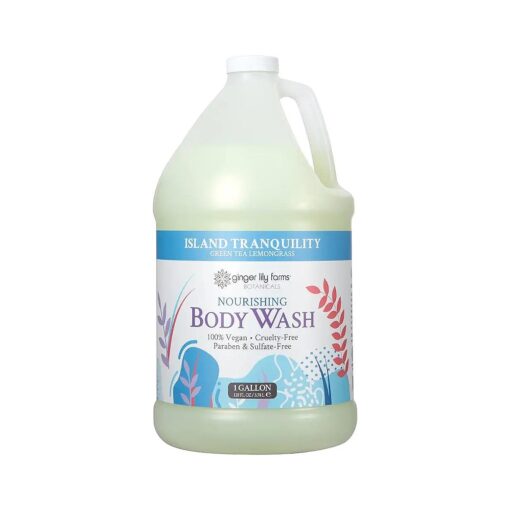 Botanicals Nourishing Body Wash, Island Tranquility, 100 % Vegan & Cruelty-Free, Green Tea & Lemongrass Scent, 1 Gallon Refill ( 128 fl, oz, )