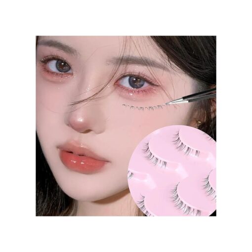 Bottom Lashes Lower Eyelashes Natural Strip Fake Eyelashes Wispy Manga Eye Lashes Short 3D Clear Band Lash 5 Pairs DIY Individual False Eyelash 5 Pairs ALICROWN