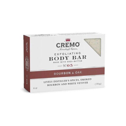 Cremo Exfoliating Body Bar With Shea Butter - Bourbon & Oak, 6 ounce