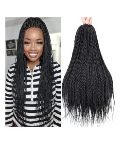 Box Braids Crochet Hair 20 Inch Crochet Braids Pre Looped Crochet Hair for Black Women 6 Packs Small Crochet Box Braids Knotless Box Braids Crochet Hair Box Braided Hair Extensions ( 20in 6 packs, 1B )