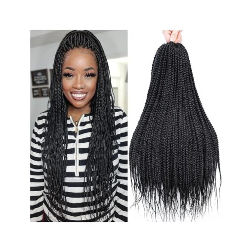 Box Braids Crochet Hair 20 Inch Crochet Braids Pre Looped Crochet Hair for Black Women 6 Packs Small Crochet Box Braids Knotless Box Braids Crochet Hair Box Braided Hair Extensions ( 20in 6 packs, 1B )