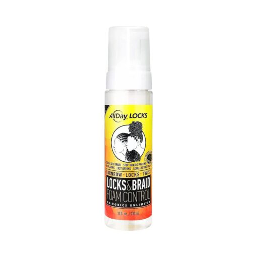 AllDay Locks Braid Foam | Long Lasting Mousse for Style & Shine | No Frizz or Fraying | Moisturizes & Seals Braids, Locks, Twists, Cornrows | 8 oz