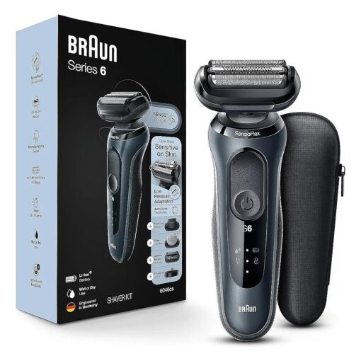 Braun Series 6 6046cs Electric Razor for Men, Wet & Dry, Electric Razor, Rechargeable, Cordless Foil Shaver with Charging Stand, Travel Case and Precision Trimmer, Black